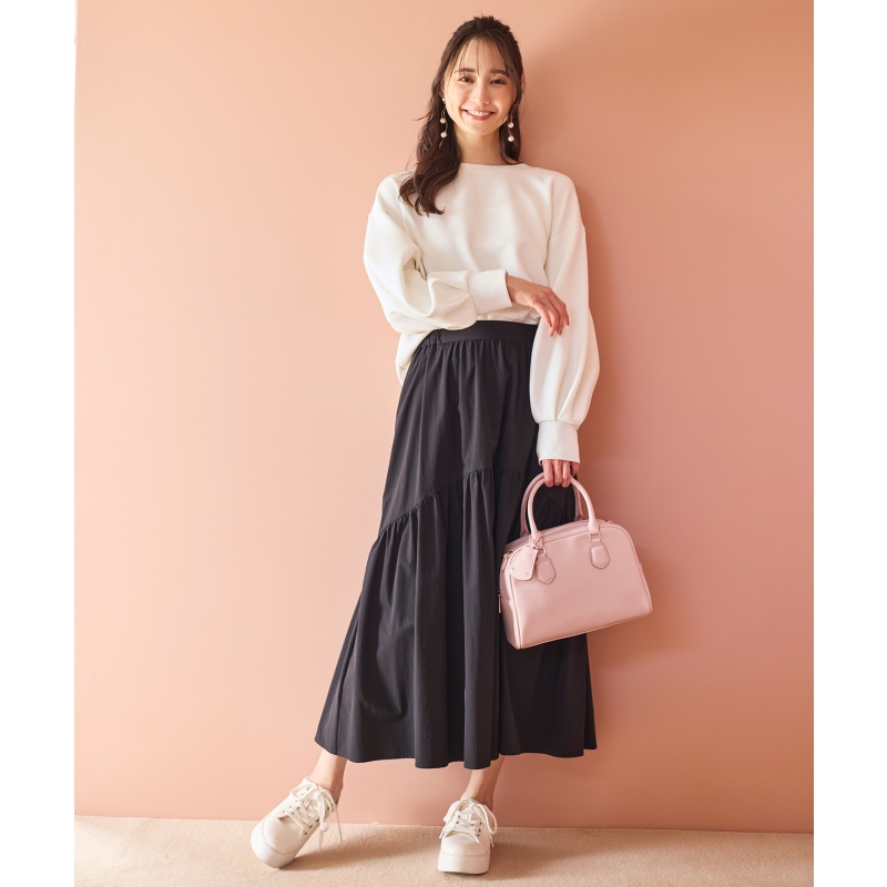 any SiS可水洗2件套时尚气质套头T恤×抽褶设计连衣裙女ONWARD