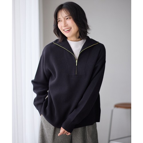 any FAM可机洗仿卫衣风格半拉链适宜针织衫女ONWARD