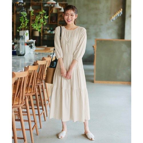 Tiaclasse2WAY日系温柔清新温柔可洗长款连衣裙女慵懒适宜ONWARD