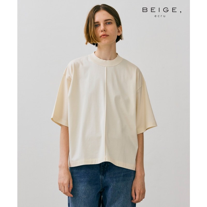 BEIGE，ecru可洗针织缝线棉质半袖上衣女ONWARD