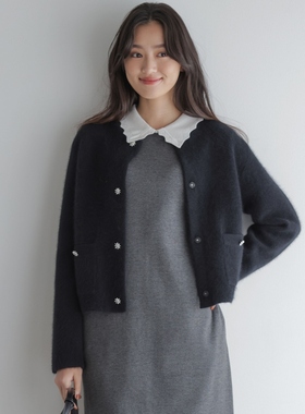 组曲优雅感设计加藤罗莎同款蓬松毛绒针织开衫夹克女ONWARD