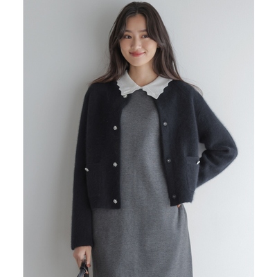 组曲优雅感设计加藤罗莎同款蓬松毛绒针织开衫夹克女ONWARD