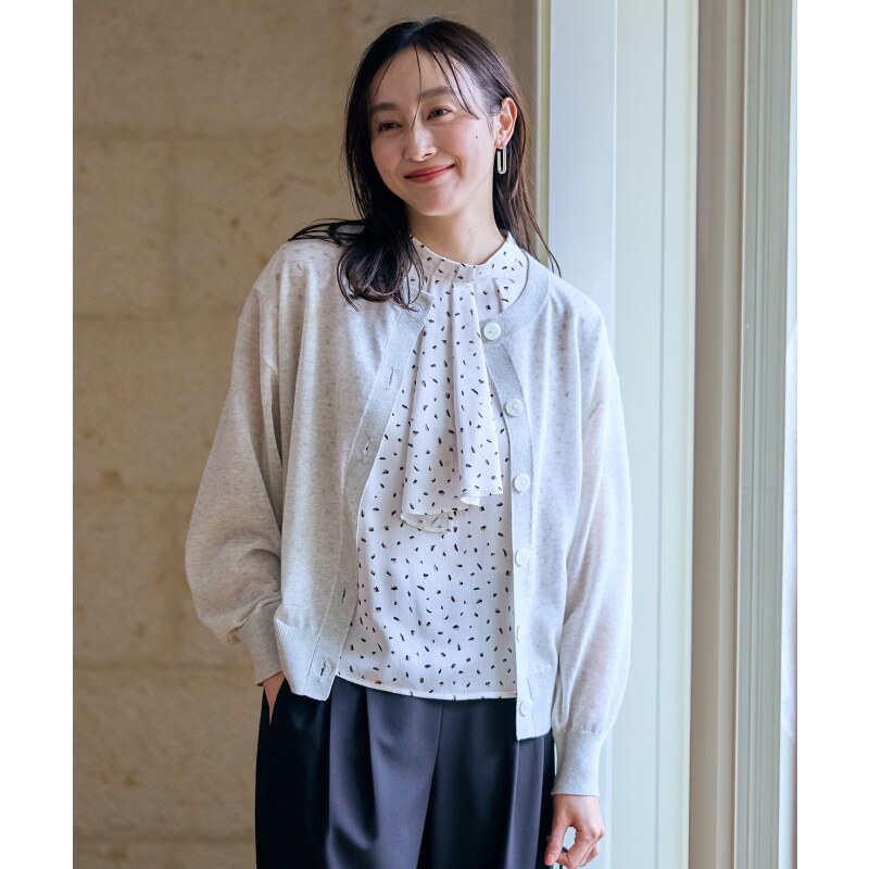 any FAM时尚设计感可机洗抗起球接触凉感透明圆领开衫女ONWARD