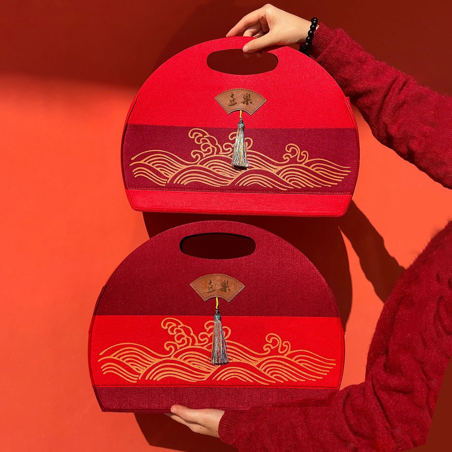 新中式毛毡包礼品袋古风国潮礼盒手提袋春节礼物包装新年伴手礼袋