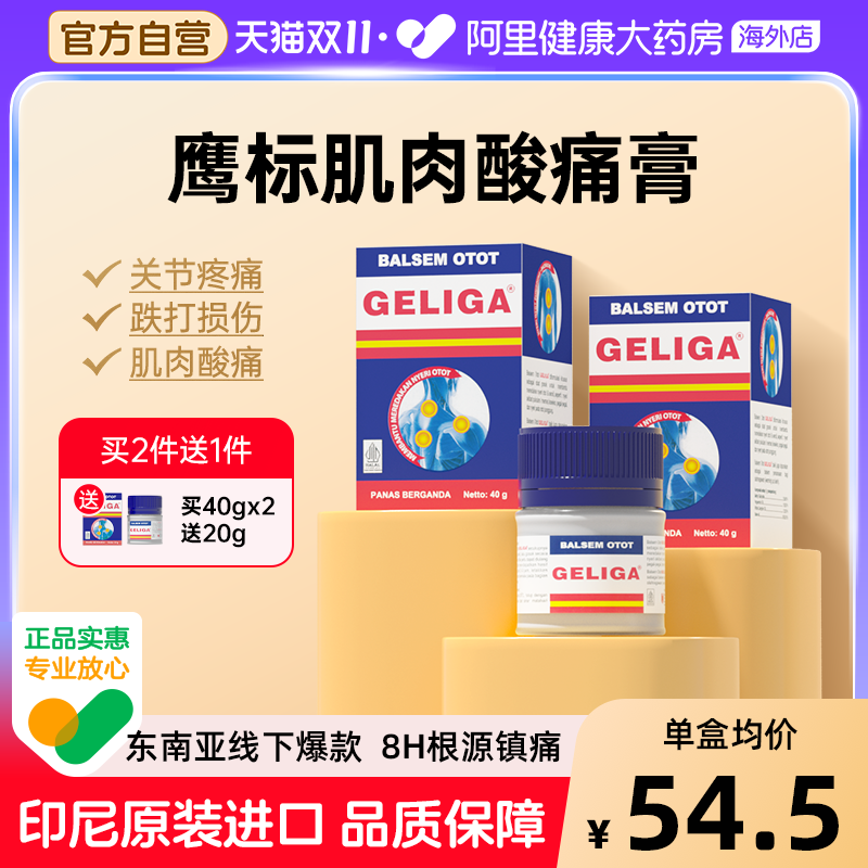 印尼GELIGA肌肉膏药肌肉酸痛膏药缓解肌肉酸痛关节酸痛100g组合装