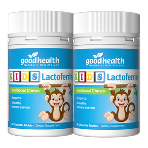 进口goodhealth小猴子乳铁蛋白婴幼儿童免疫营养品咀嚼片60粒*2瓶