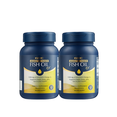 2瓶装GNC健安喜四倍铂金鱼油深海omega3高含量护心脑眼健康120粒