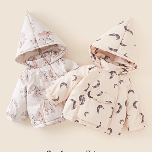 25冬季新品儿童绒丝服北欧风童装可爱魔法精灵帽中小童防寒外套