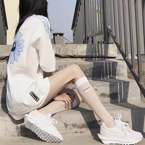 夏季女中筒透明水晶丝长筒袜