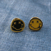 滴油笑脸领针 合金珐琅卡通风格 防走光徽章外套大衣服饰配件别针