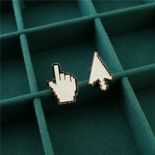 日韩简约风趣味像素手形胸针电脑鼠标光标造型别针创意配饰