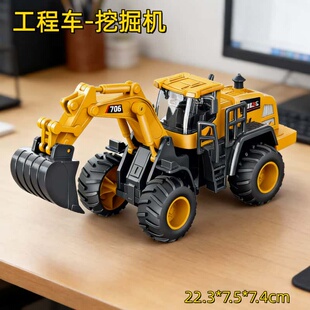 工程车挖掘机玩具回力惯性滑行儿童男孩仿真挖土机模型压路车铲车