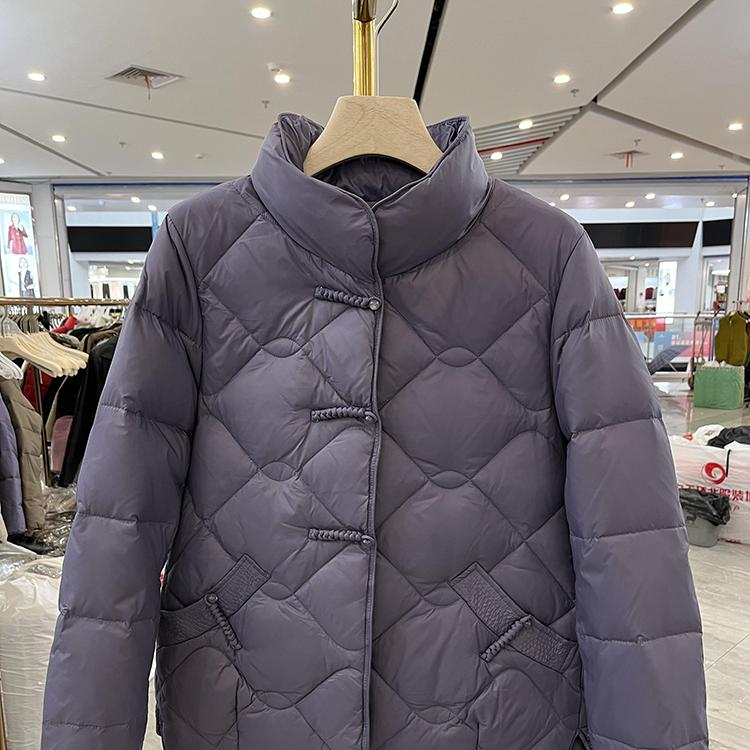 妈妈冬装国风羽绒服短款立领鸭绒