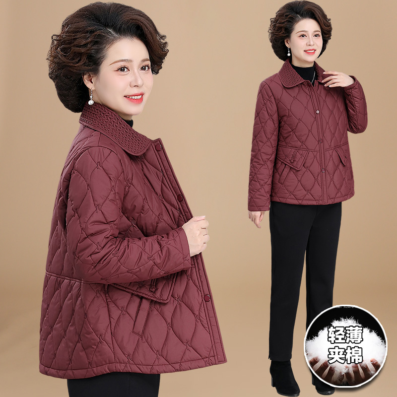 妈妈秋季夹棉外套轻便小棉袄轻薄