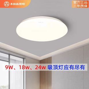 进户门灯现代灯卫生间客厅自建房 木林森特亮LED简约灯吸顶灯明装