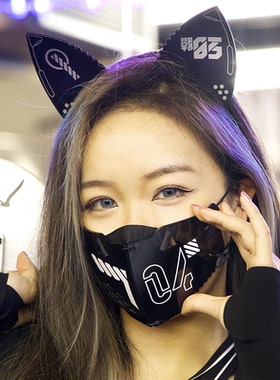 赛博朋克机能风面罩机甲机械猫耳朵发箍COS二次元中央町战术工艺