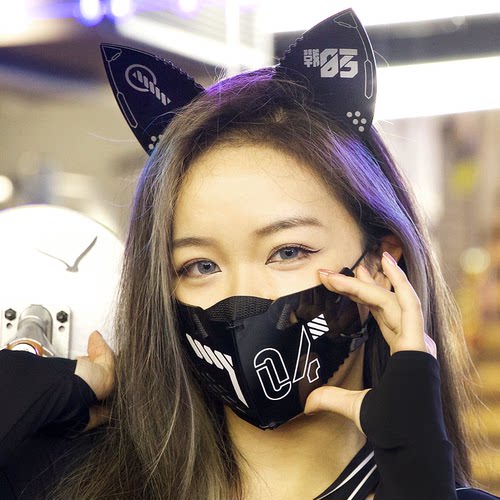 赛博朋克猫耳朵发箍二次元面罩