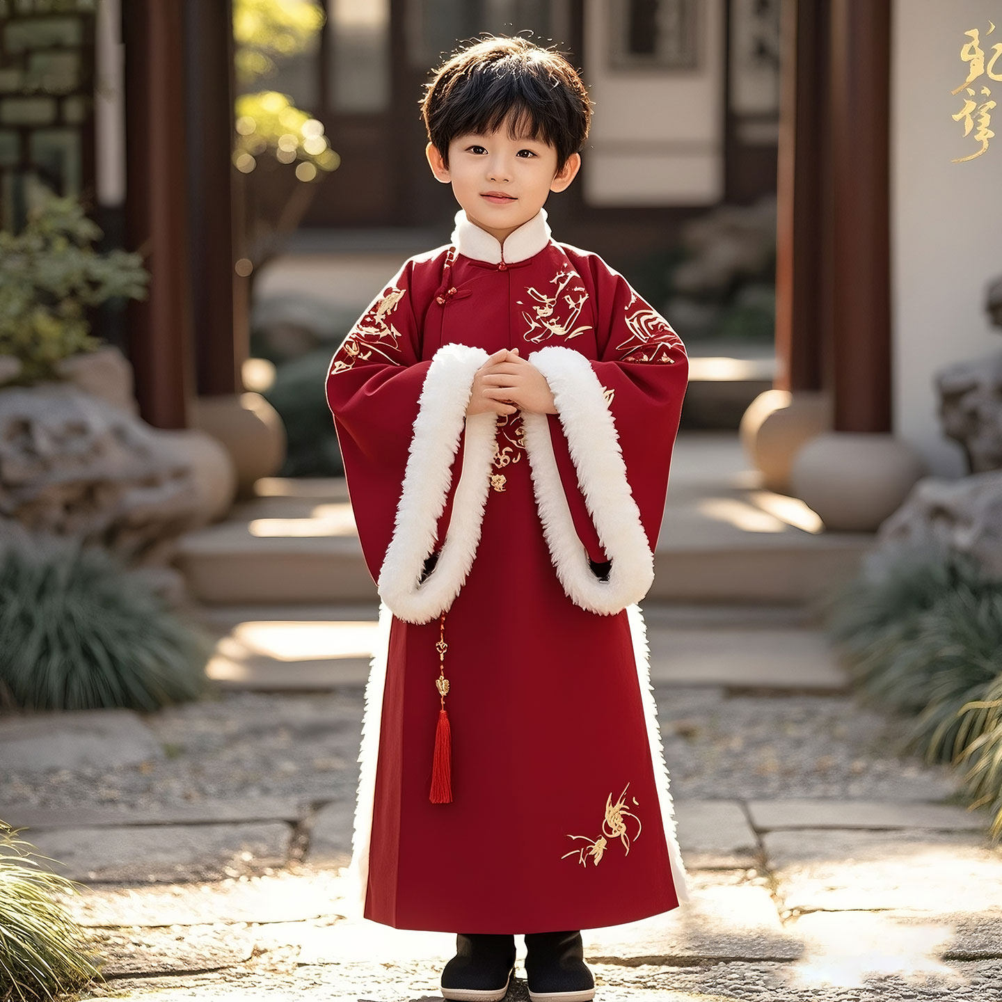 男童汉服新中式冬装男宝拜年服