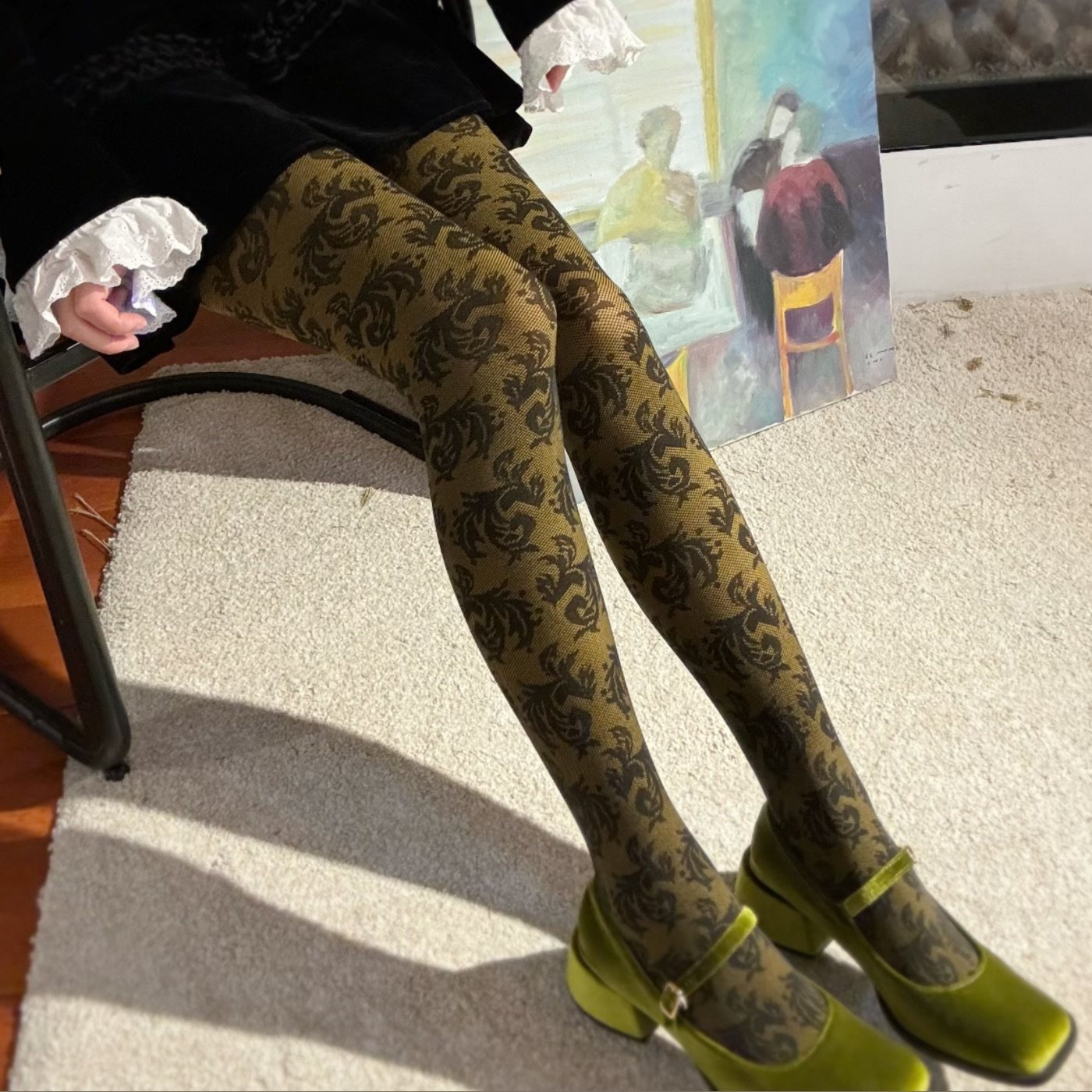 欧式古着极繁主义复古图腾打底袜