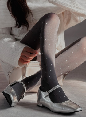气质灰色天蓝圆点连裤袜早秋款显瘦美腿打底裤JK辣妹性感连脚袜子