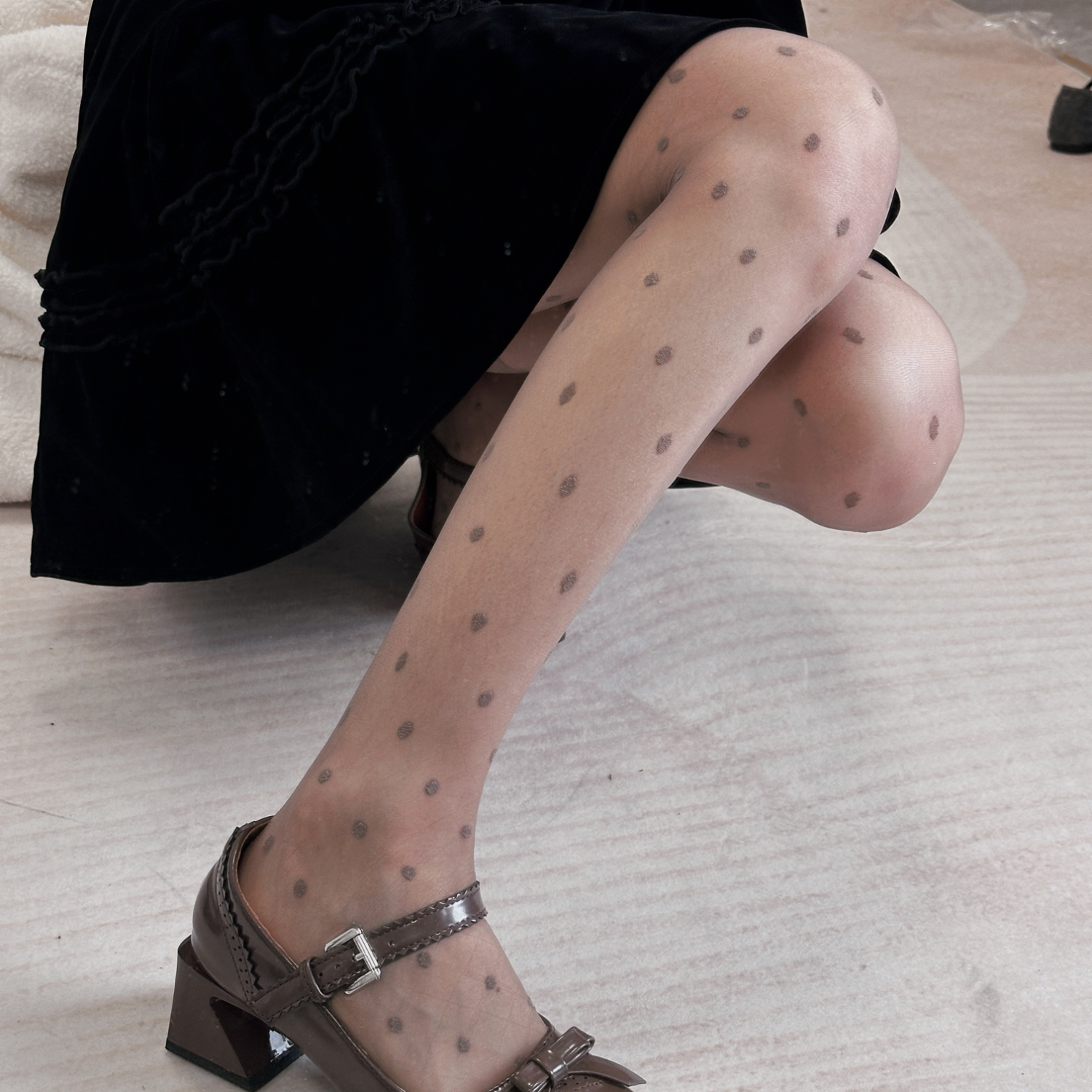 夏季超薄性感咖色格子点点织花丝袜百搭美腿甜美性感波点连裤袜女