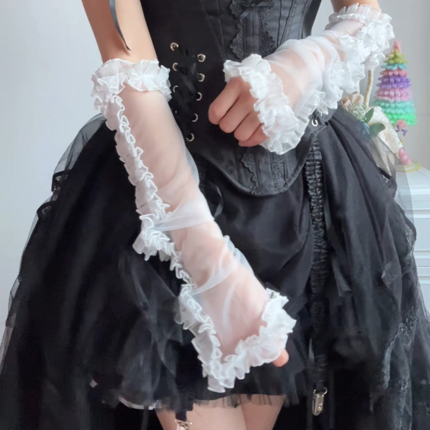 y2k千禧风多层花边欧根纱长款手袖白色透明滚边遮瑕防晒袖套lo娘,服饰配件/皮带/帽子/围巾,其他配件,淘宝优惠券,粉丝福利购,淘宝优惠卷