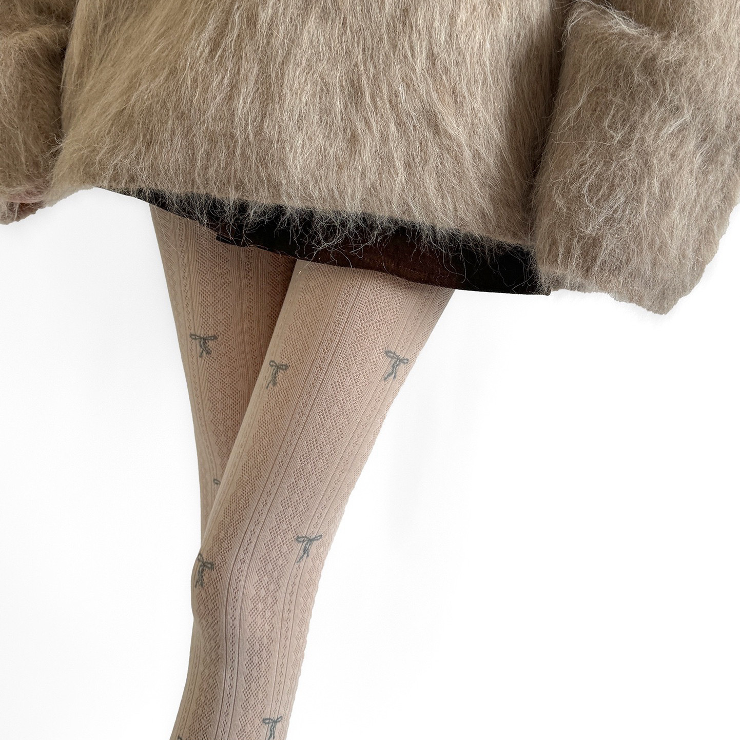 甜妹芭蕾粉色点点蝴蝶结织花丝袜Lolita蕾丝显腿细棉质连裤袜7色