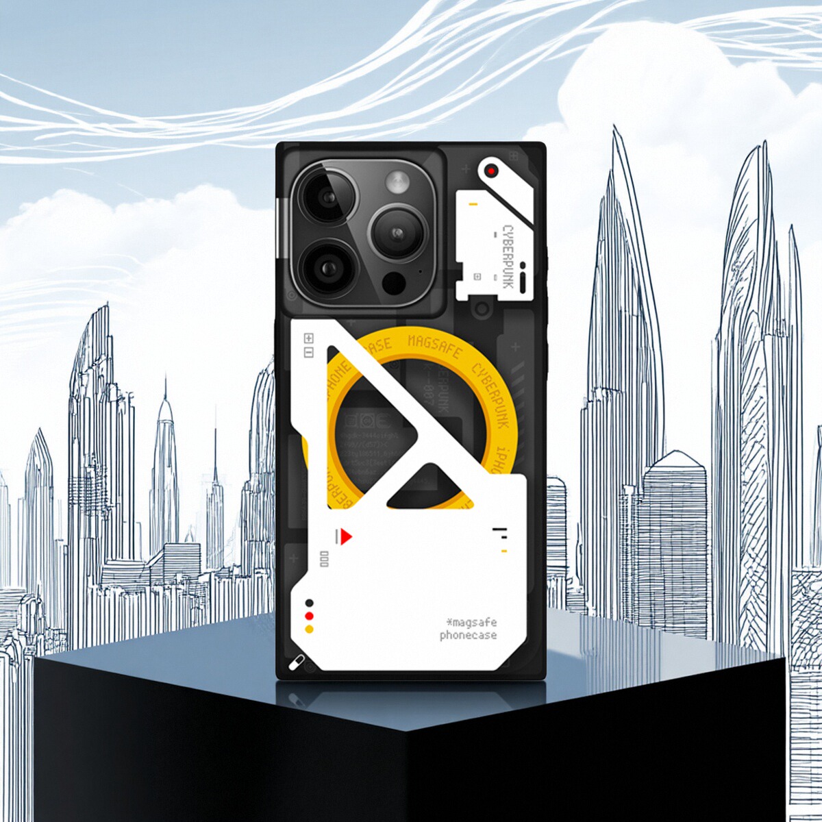 方形磁吸潮牌适用苹果iphone16promax直角边手机壳机械感原创小众设计14promax防摔壳个性潮流15/14/13防摔壳