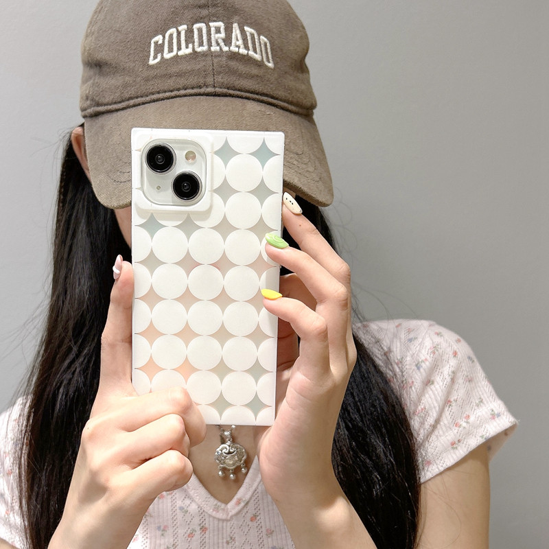 波点方形直角边磨砂简约适用苹果iPhone15ProMax手机壳17创意镭射渐变12Pm简约16全包14PM套气质少女心13PM壳