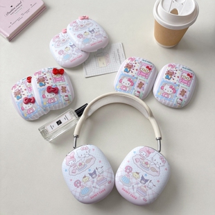 ins简约可爱卡通小动物kt猫适用苹果AirPods Max2保护套头戴式耳机保护壳蓝牙耳罩硬壳ins日韩小众不撞款个性