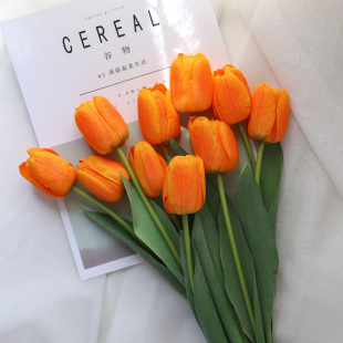 高端郁金香假花仿真花高级仿生花束插花摆件客厅摆设花艺 湿感
