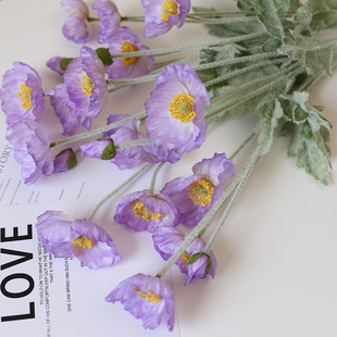 紫色冰岛虞美人仿真罂粟花束摄影道具假花室内客厅卧室摆放装饰花