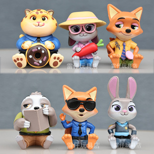 电影疯狂动物城尼克兔子朱迪警官闪电豹子车载蛋糕装 饰摆件礼物