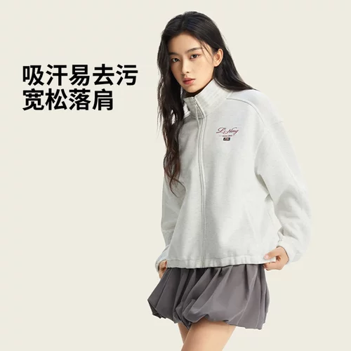 李宁卫衣女士运动生活系列开衫长袖外套休闲针织运动服AWDW278