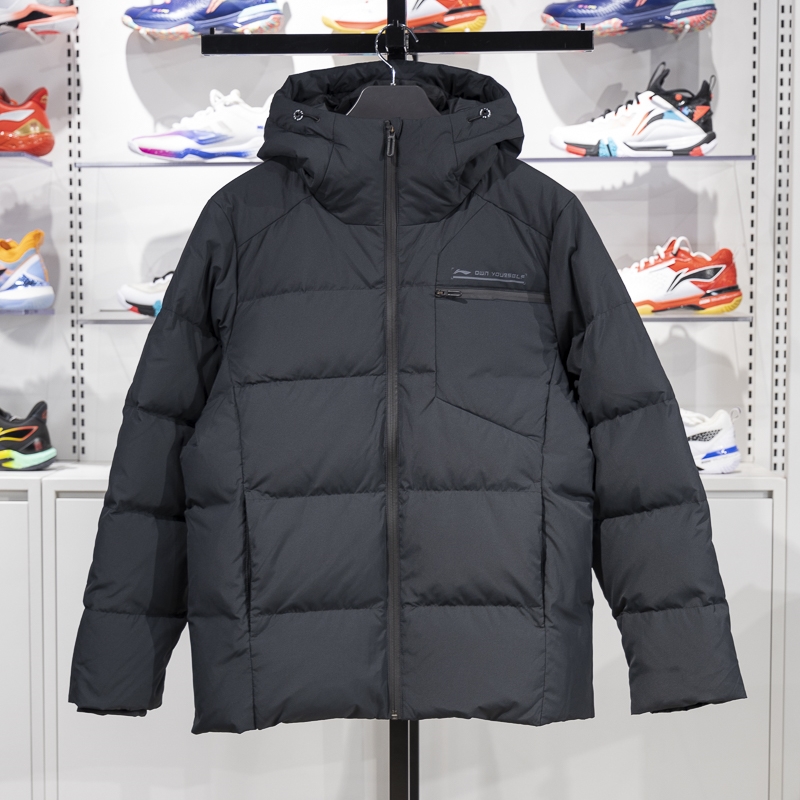 李宁羽绒服男2024冬季新款宽松防风保暖厚款连帽外套上衣AYMU559