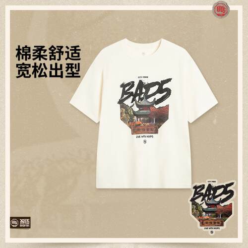 李宁反伍BADFIVE惟楚有材男子2025夏季新款宽松短袖文化衫AHSVE03