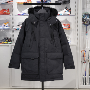 李宁中长款羽绒服男士2024冬季宽松防泼水鸭绒保暖运动服AYMU361
