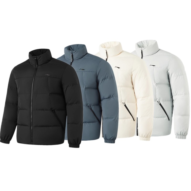 李宁短款短羽绒服男士2024冬季新款防泼水鸭绒外套运动服AYMU097