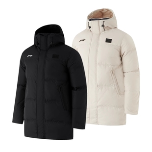 男女同款 新款 85%鸭绒户外保暖外套AYMU341 羽绒服2024冬季 李宁中款