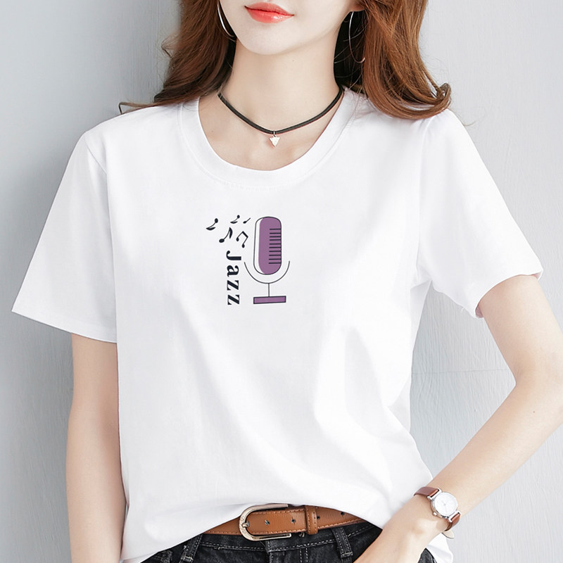 白色T恤女短袖2025新款夏装印花宽松韩版学生ins潮纯棉春季上衣服