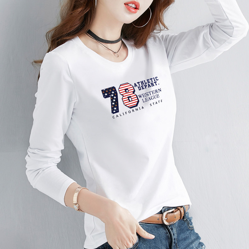 纯棉长袖t恤女2025年新款韩版秋装打底衫修身白色上衣小衫时尚潮