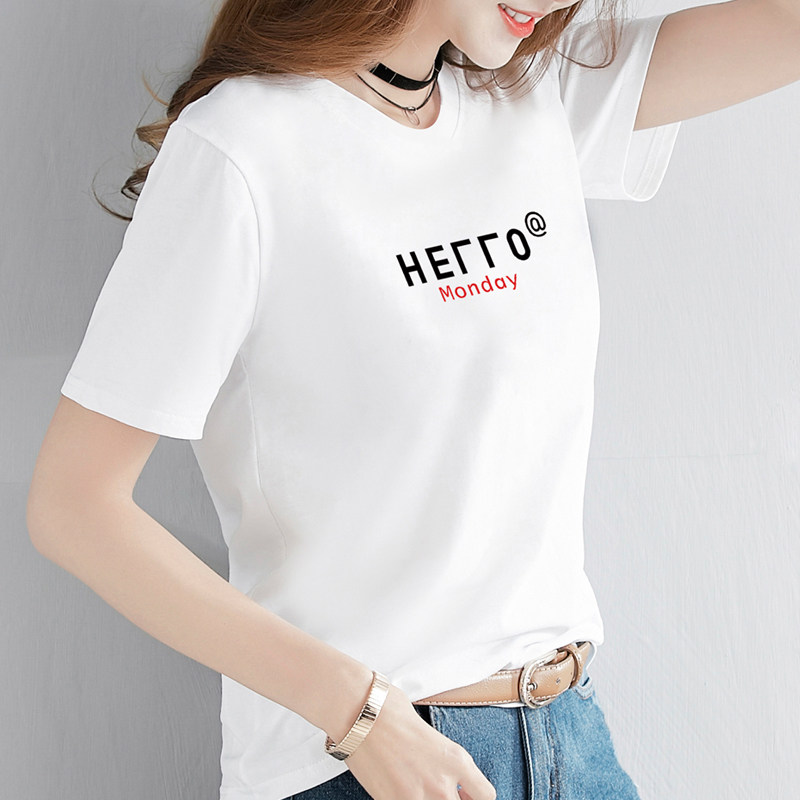 2025年新款纯棉白色t恤女夏短袖ins潮宽松韩版体恤设计感小众上衣