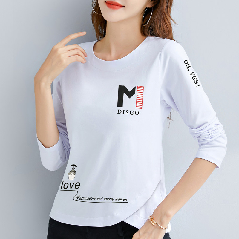 纯棉长袖t恤女士宽松2025秋季新款时尚洋气上衣打底衫正肩体恤衫