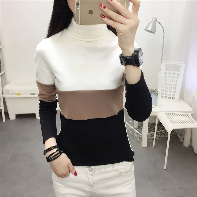 长袖t恤女纯棉高领加厚（实物实拍）（ 95棉 5氨纶）