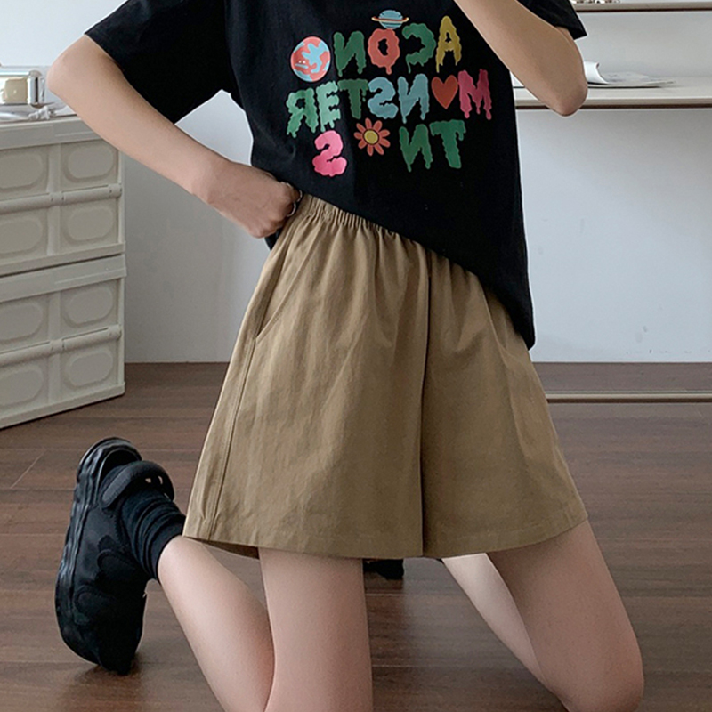 棉麻工装短裤女夏季薄款韩版高腰小个子休闲裤宽松显瘦a字阔腿裤