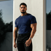 ORGN圆领短袖 男收袖 口运动健身衣正肩莱赛尔简约通勤休闲基础t恤