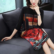 Zhuo core 2018 mùa thu và mùa đông quần áo mới dài tay khâu loose dress nữ kích thước lớn váy ngắn đáy Một từ váy 30123