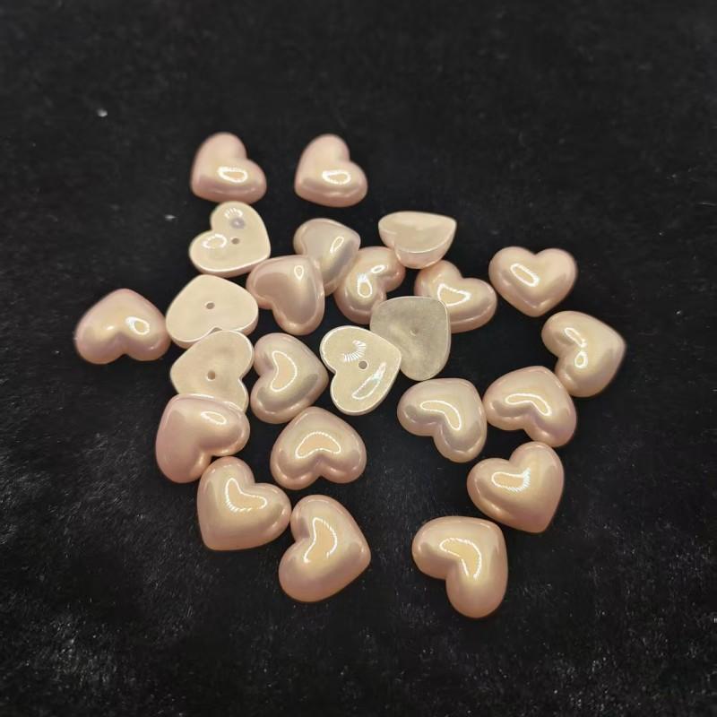 爱心仿贝粉色塑料仿珍珠桃心