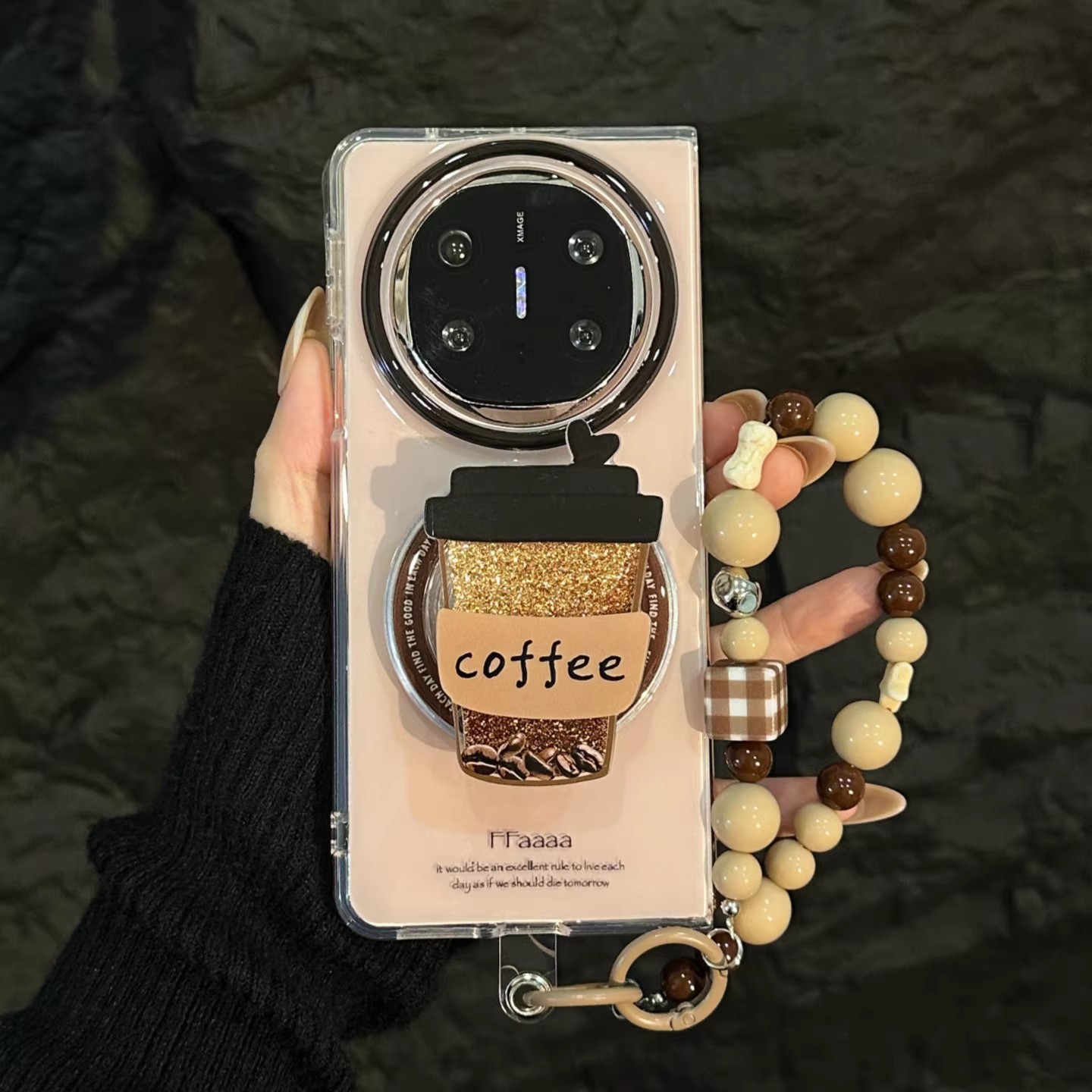 适用华为matex6手机壳折叠屏新款冰摩卡色imd咖啡流沙磁吸支架外壳matex5典藏版全包防摔小众ins风创意保护套