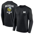 Michigan Bear Head Back Print Quick-Dry Long Sleeve Tee - Black